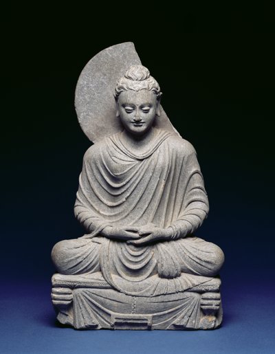 Istuu Buddha, Gandhara, 1.-3. vuosisadalla jKr. tekijältä Pakistani School