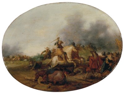 Ratsuväen yhteenotto kaatuneen hevosen kanssa, 1637 tekijältä Palamedes Palamedesz