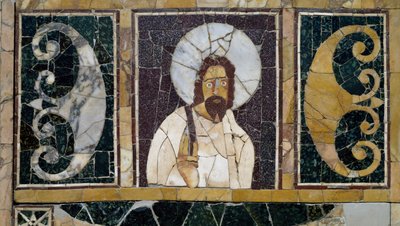 Kristuksen kasvoja kuvaava upotekoristeinen marmori, esine Roomasta, Italiasta, varhaiskristillisyydestä tekijältä Paleo Christian