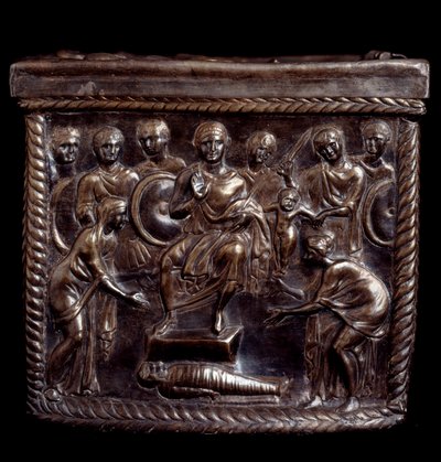 Paleokristillinen taide: hopeinen pyhäinjäännöslaatikko, joka tunnetaan nimellä Capsella de San Nazaro (hopeainen pyhäkköarkku St Nazarosta) - 370-397 apres JC Milan, Tesoro del Duomo Italia tekijältä Paleo Christian