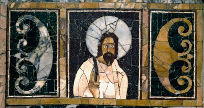 Paleokristillinen taide: "" Kristuksen esitys, luultavasti ensimmäinen""" 3. vuosisadalla jKr. Marquette marmoria. Ostiense-museo, Ostia tekijältä Paleo Christian