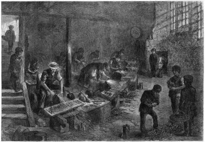Sheffieldin terästehtaan haarukkahiomakoneiden runko, 1866. tekijältä Palmer
