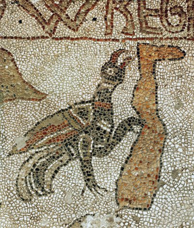 Korppi poimii kuolleen miehen jalkaa vedenpaisumuksen aikana (mosaiikki). tekijältä Pantaleone Pantaleone