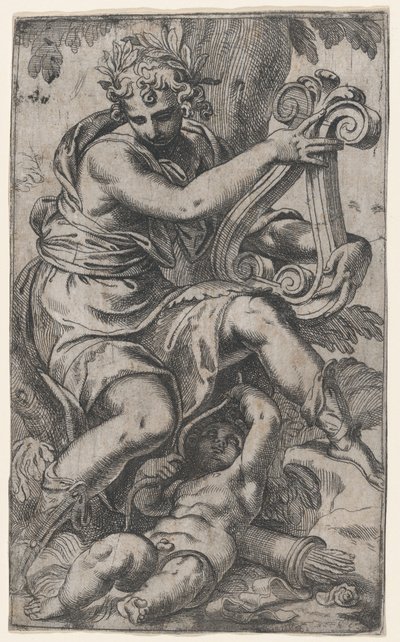Cupid ja Apollo lyyran kanssa, n. 1568, n. 1568. tekijältä Paolo Farinati