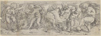 Humalassa satyr ja putti tekijältä Paolo Farinati