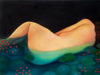 Nightswimming, 2019 (öljy puupaneelille) tekijältä Paolo Perfranceschi
