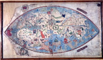 Paolo Toscanellin (1397 - 1497) maailmankartta. 1457. Tämä kartta edustaa eurooppalaista kuvaa maapallosta ennen suurten maanosien löytämistä. Firenzen kansalliskirjasto tekijältä Paolo Toscanelli
