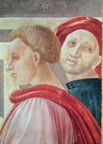 Kahden miehen päät, Marian esittelystä temppelissä, 1433-34 (yksityiskohta) tekijältä Paolo Uccello