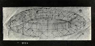 Tutkimus "mazzocchiosta" (hupun pehmustettu rullattu pohja) (kynä ja muste paperille) tekijältä Paolo Uccello