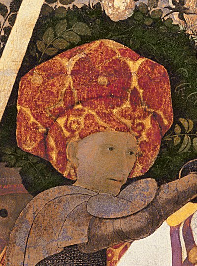 San Romanon taistelu, yksityiskohta Niccolo da Tolentinon (k.1435), firenzeläisten palkkasotureiden johtajan päästä, n.1450-60, tempera taulu paneelilla, yksityiskohta kuvasta 30690. tekijältä Paolo Uccello