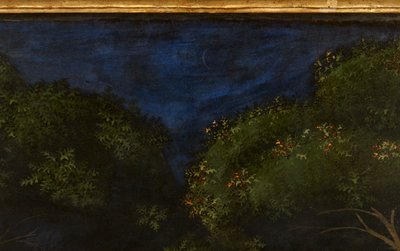 Metsästys metsässä, n.1465-70 öljy paneelille yksityiskohta 100861:stä tekijältä Paolo Uccello