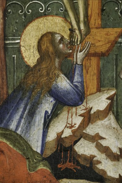 Maria Magdaleena, yksityiskohta teoksesta Polyptych of the Crucifiction with Saints tekijältä Paolo Veneziano