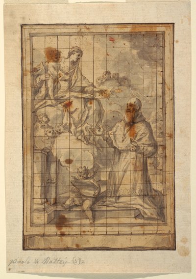 Piirros, Neitsyt ja lapsi kirkkaudessa, n. 1600-1700. tekijältä Paolo de Mattheis