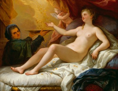 Danae, n. 1705 (öljy kankaalle masoniitille asennettuna) tekijältä Paolo di Matteis