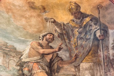 Freskot, jotka kuvaavat Saint Cataldon elämää. tekijältä Paolo di Matteis