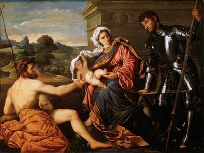 Madonna ja lapsi, Pyhä Johannes Kastaja ja Pyhä Yrjö, 1530-luvun alku tekijältä Paris Bordone