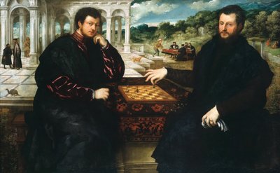 Kaksi shakinpelaajaa, noin 1545. tekijältä Paris Bordone