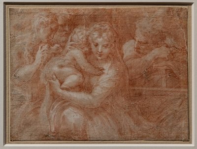 Pyhä perhe, jossa on kaksi pyhää tekijältä Parmigianino (1503 40)