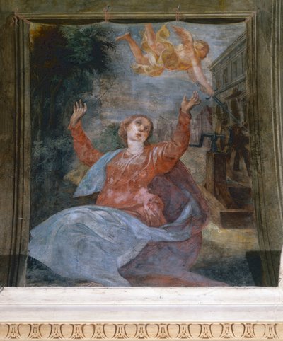 Saint Agatha, Parmigianino (1503-1540), fresko, San Giovanni Evangelistan kirkko, Parma, Emilia-Romagna, Italia tekijältä Parmigianino