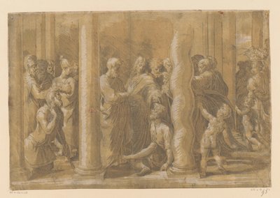 Pyhät Pietari ja Johannes parantavat halvaantuneen tekijältä Parmigianino (attributed to)