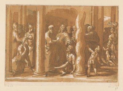 Pyhät Pietari ja Johannes parantavat halvaantuneen tekijältä Parmigianino (attributed to)