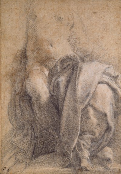 Istuva puolialaston nainen, jolla on verhoilu, 1520-1540 tekijältä Parmigianino