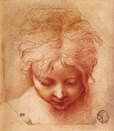 Pään tutkimus (punainen liitu paperille) tekijältä Parmigianino