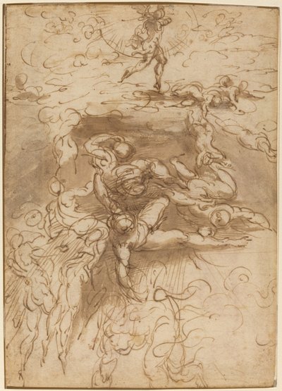 The Fall of the Rebel Angels [recto] tekijältä Parmigianino