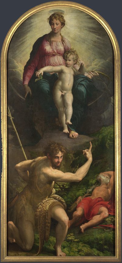 Madonna ja lapsi pyhien Johannes Kastajan ja Hieronymuksen kanssa, 1527 tekijältä Parmigianino