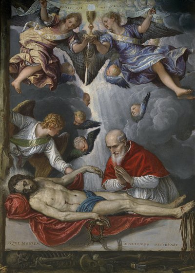 Kuollut Kristus, paavi Pius V:n palvoma (Antonio Michele Ghislieri tekijältä Parrasio Micheli