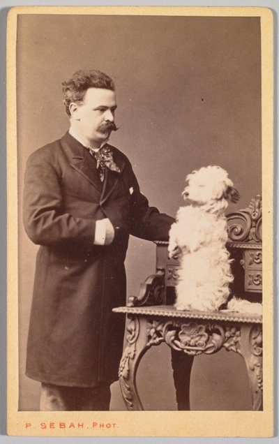Muotokuva miehestä ja hänen koirastaan, c. 1880. tekijältä Pascal Sébah
