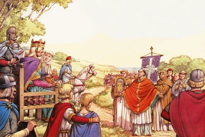 Pyhän Augustinuksen saapuminen Englantiin tekijältä Pat (1907-95) Nicolle