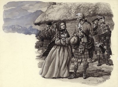 Prinssi Charles Stuart, nuori pretendentti, ja Flora Macdonald (guassi paperille) tekijältä Pat (1907 95) Nicolle