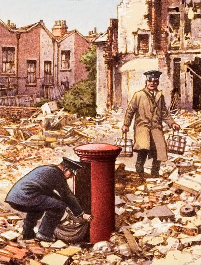 Gottesdienste während der Blitz fortgesetzt von Pat (1907-95) Nicolle