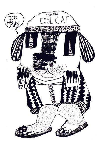 Cool Cat, 2014 (muste ja öljy) tekijältä Pat Macdonald