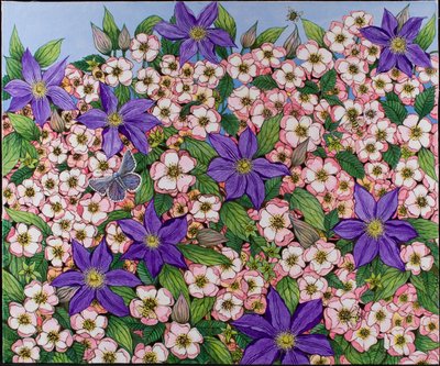 Purppurapilkku, 2011 (akryyli kankaalle) tekijältä Pat Scott