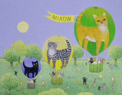 Cat Balloon Race (akryyli kankaalle) tekijältä Pat Scott
