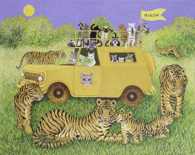 Cat Safari (öljy kankaalle) tekijältä Pat Scott