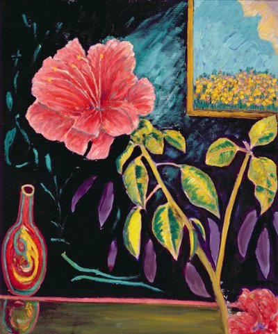 Hibiscus maljakolla (öljy pellavalle) tekijältä Patricia Contemporary Artist Eyre
