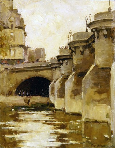 Pont-Neuf, Pariisi, n. 1900 (öljy kankaalle) tekijältä Patrick William Adam