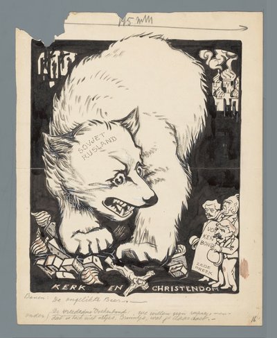 Venäjän karhu tuhoaa kirkot The Unlicked Bear (otsikko esineessä) tekijältä Patricq Kroon