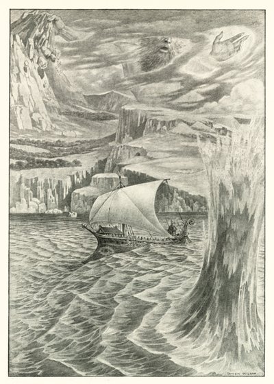 Kuvitus Homeroksen Odysseiaan (litografia) tekijältä Patten (after) Wilson