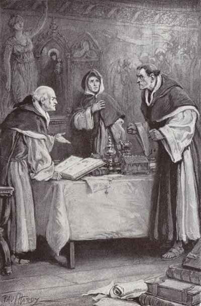 Kuvitus Charles Readen luostarille ja tulisijalle (litho) tekijältä Paul (after) Hardy