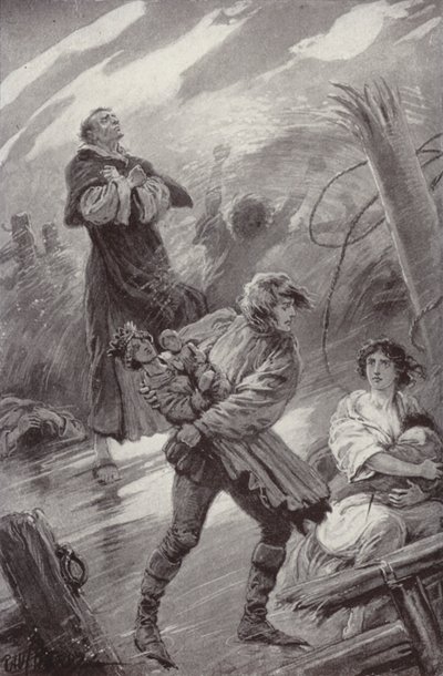 Kuvitus Charles Readen luostarille ja tulisijalle (litho) tekijältä Paul (after) Hardy