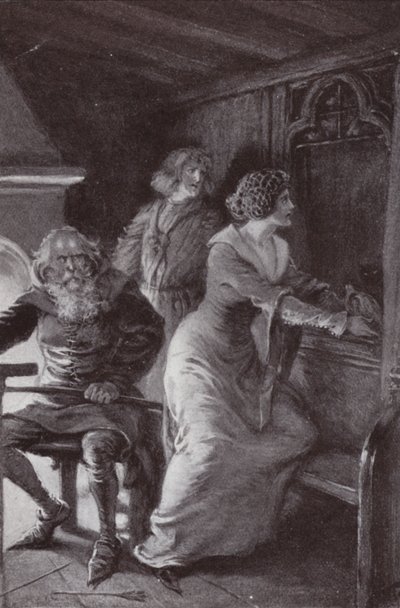 Kuvitus Charles Readen luostarille ja tulisijalle (litho) tekijältä Paul (after) Hardy