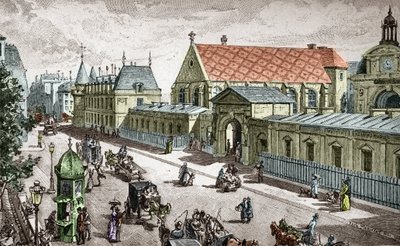 Vue du Conservatoire des Arts et metiers (Cnam) a Paris, rue saint Martin a Paris - (Näkymä Pariisin taiteen ja käsityön konservatorioon) Kaiverrus Alexis Martin tekijältä Paul (after) Merwart