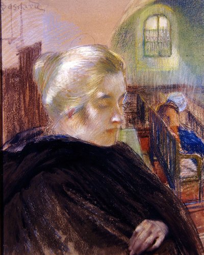 Madame Besnardin muotokuva (pastelli paperille) tekijältä Paul Albert (attr. to) Besnard