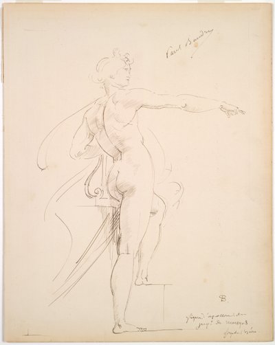 Apollon tutkimus Marsyasille (recto); Kasvot profiilissa (käänteinen) tekijältä Paul Baudry