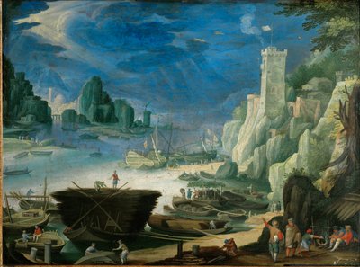 Yö teos (öljy kuparille) tekijältä Paul Brill or Bril