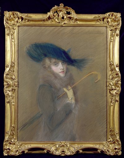 Elegant Lady (pastelli paperille) tekijältä Paul Cesar Helleu
